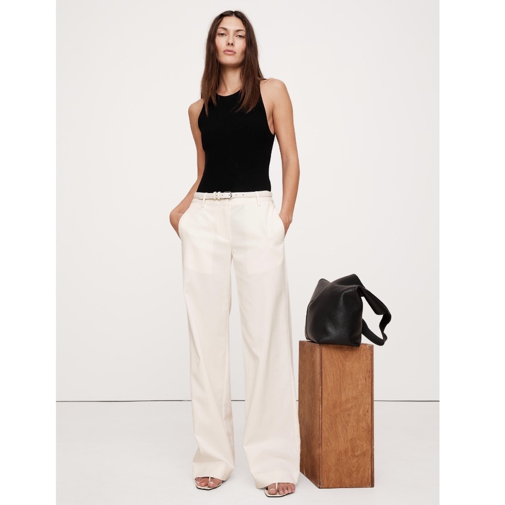 NWT Banana Republic The Everyday Wide-Leg Pant | Iced Vanilla Ivory - Picture 2 of 8